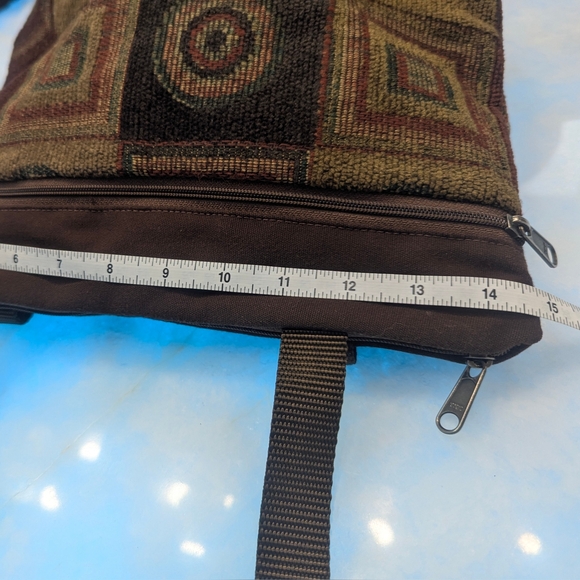 Vintage Woven Tapestry Tote Bag | Brown Earth Tones | Made in USA - Picture 5 of 11